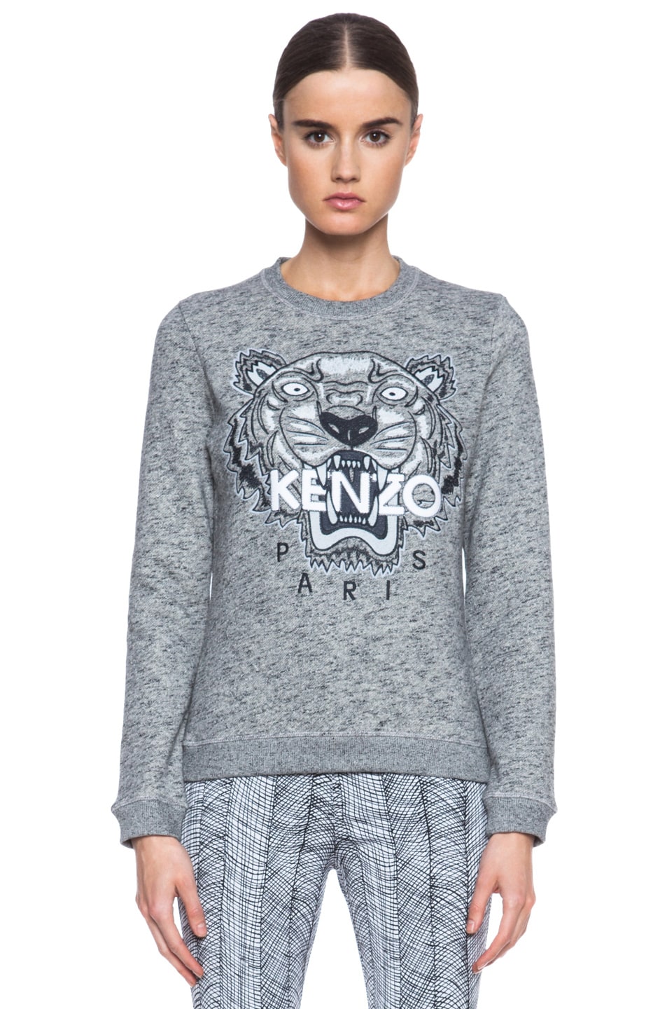 Image 1 of Kenzo Embroidered Tiger Sweatshirt in Grey Marl