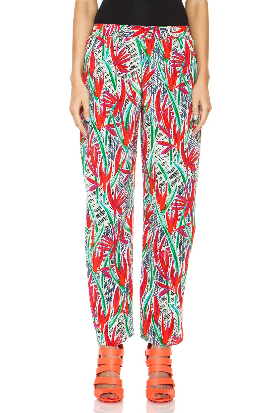 Image 1 of Kenzo Cubic Flower Silk Pant in Coral