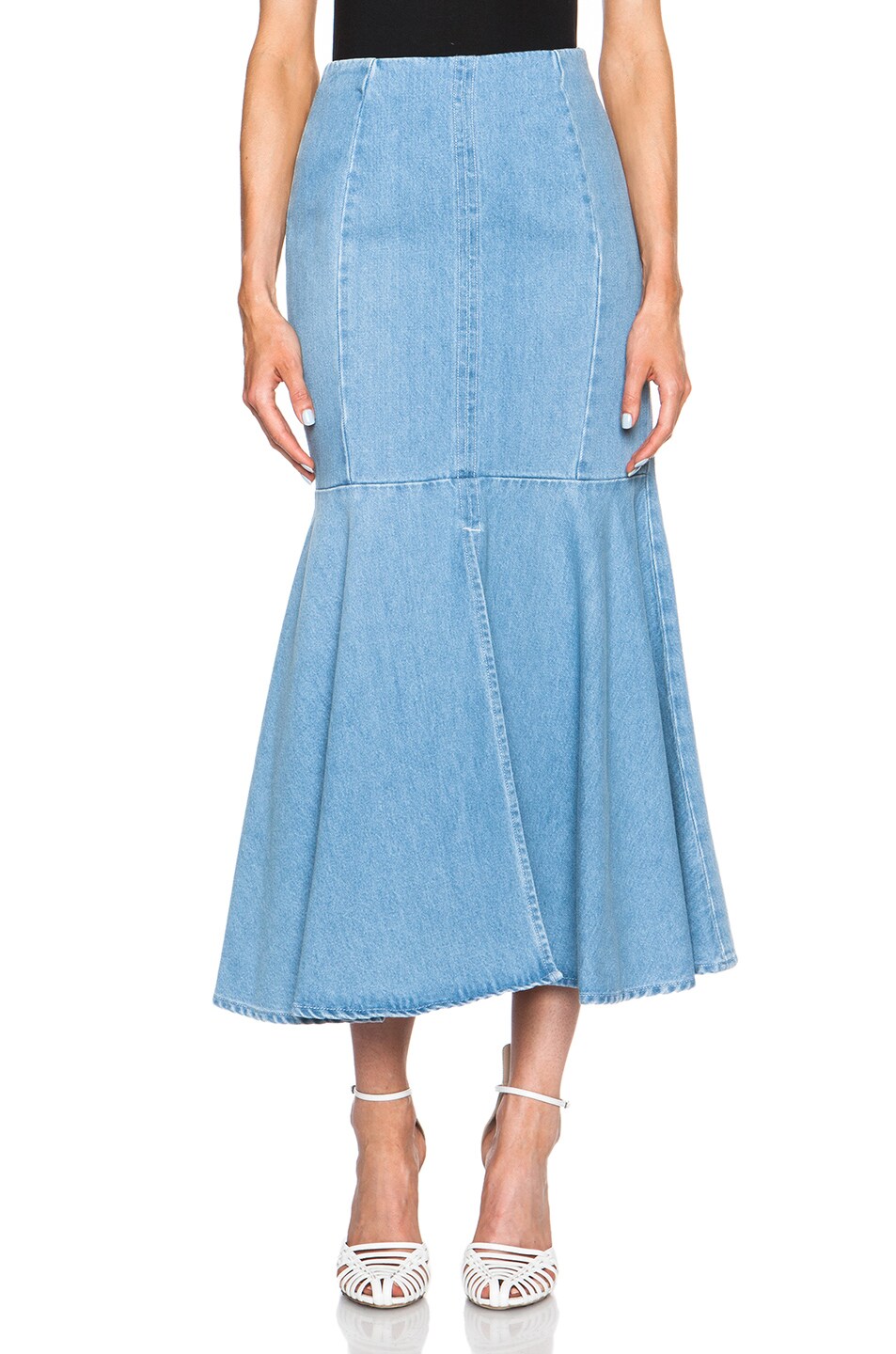 Image 1 of Kenzo Stone Washed Denim Flounce Skirt in Sky Blue