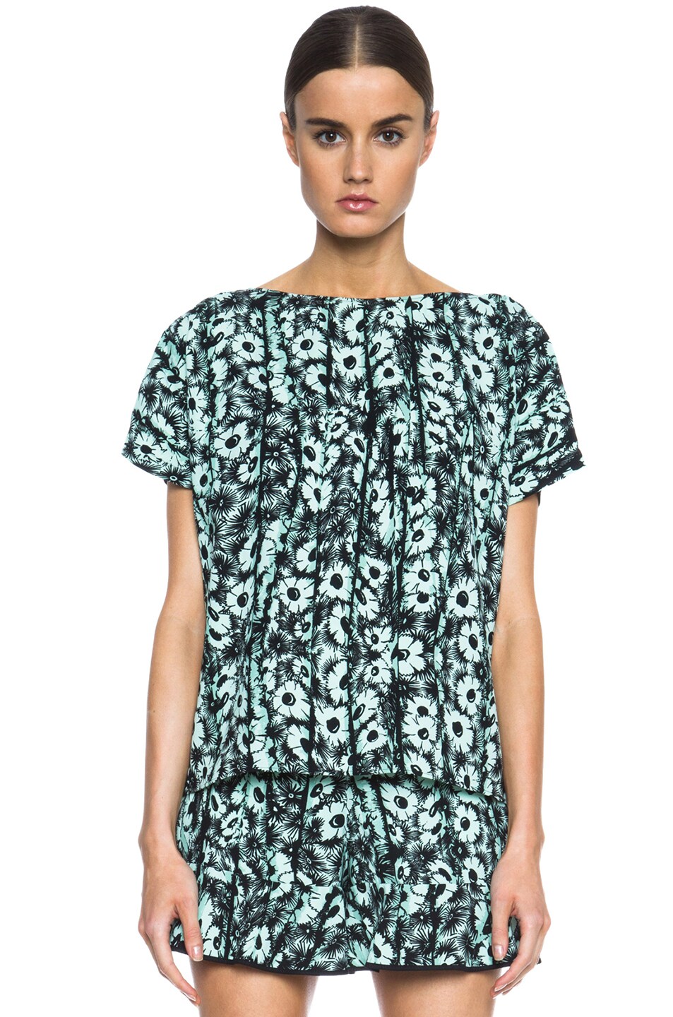 Image 1 of Kenzo Daisy Flower Poly Tee in Light Green