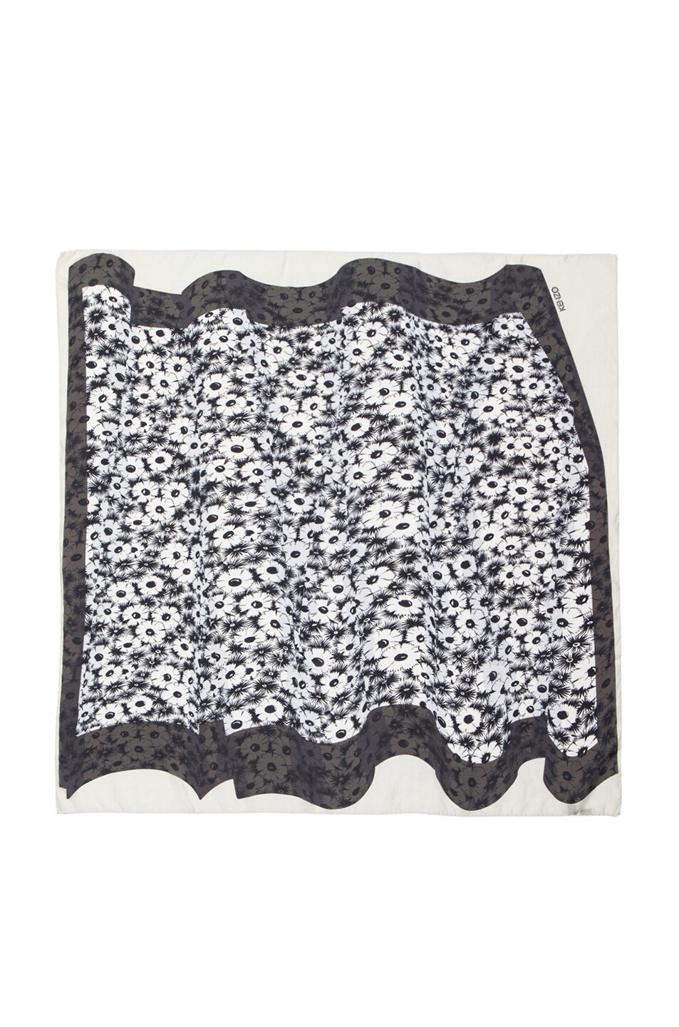 Image 1 of Kenzo Flower Curtain Scarf in White & Moss