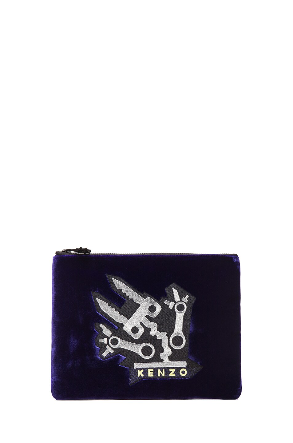 Image 1 of Kenzo Monster Patch Zip Pouch in Plum Blue