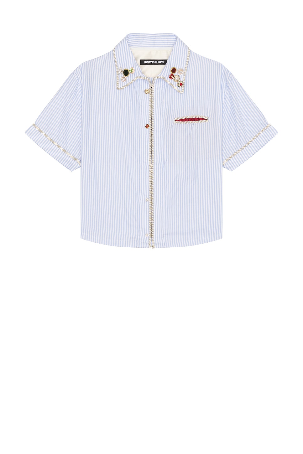 Image 1 of Kody Phillips Embellished Lasso Shirt in Blue Stripe