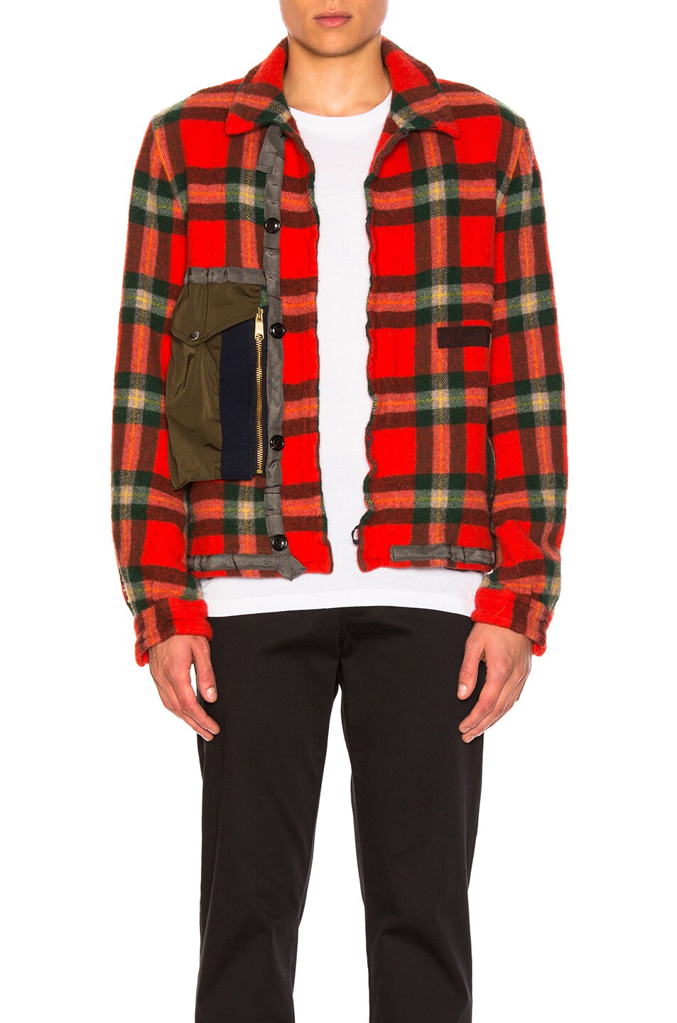 Image 1 of kolor Zip Pocket Flannel Jacket in Tartan