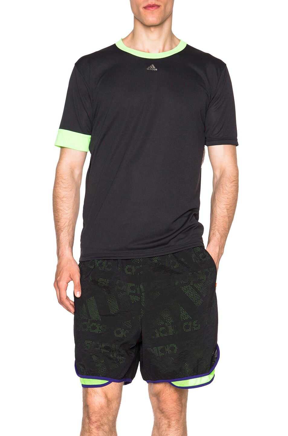 Image 1 of kolor x Adidas Tee in Black & Solar Green