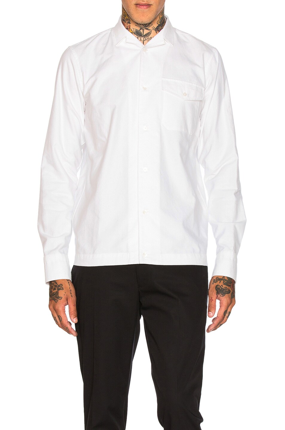 Image 1 of kolor Open Collar Pocket Shirt in White