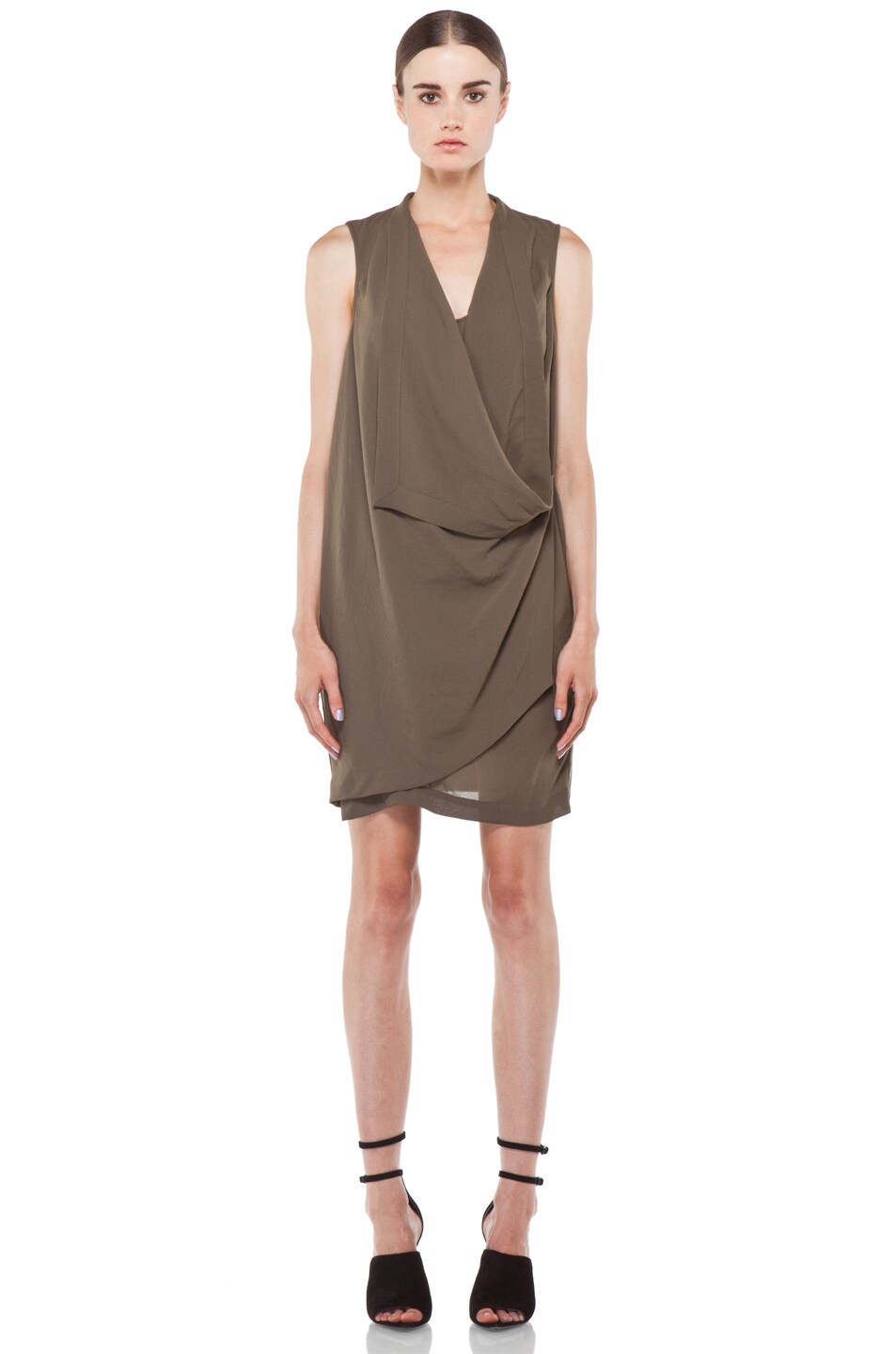 Image 1 of Kimberly Ovitz Sia Fold Front Dress in Pine