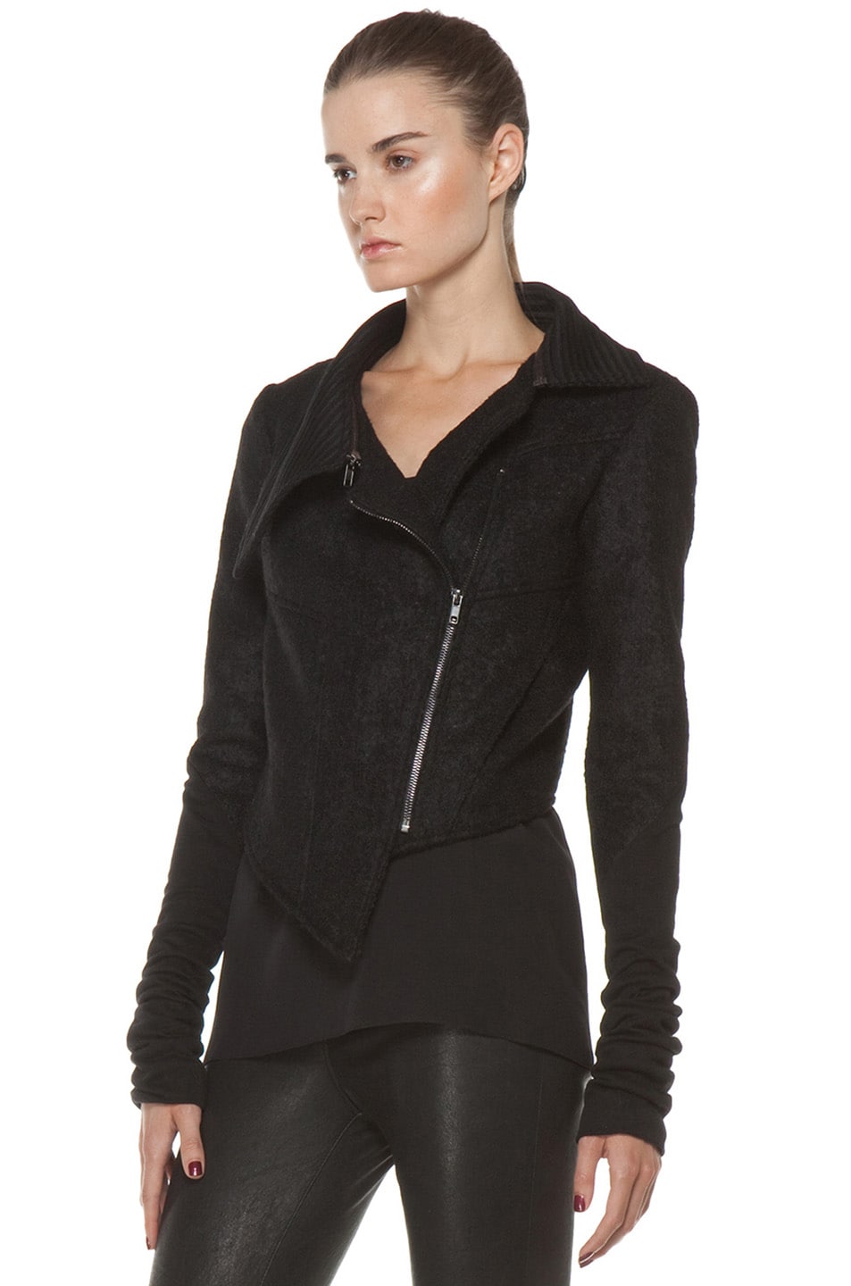 Kimberly Ovitz Kona Zip Collar Cropped Jacket in Onyx | FWRD