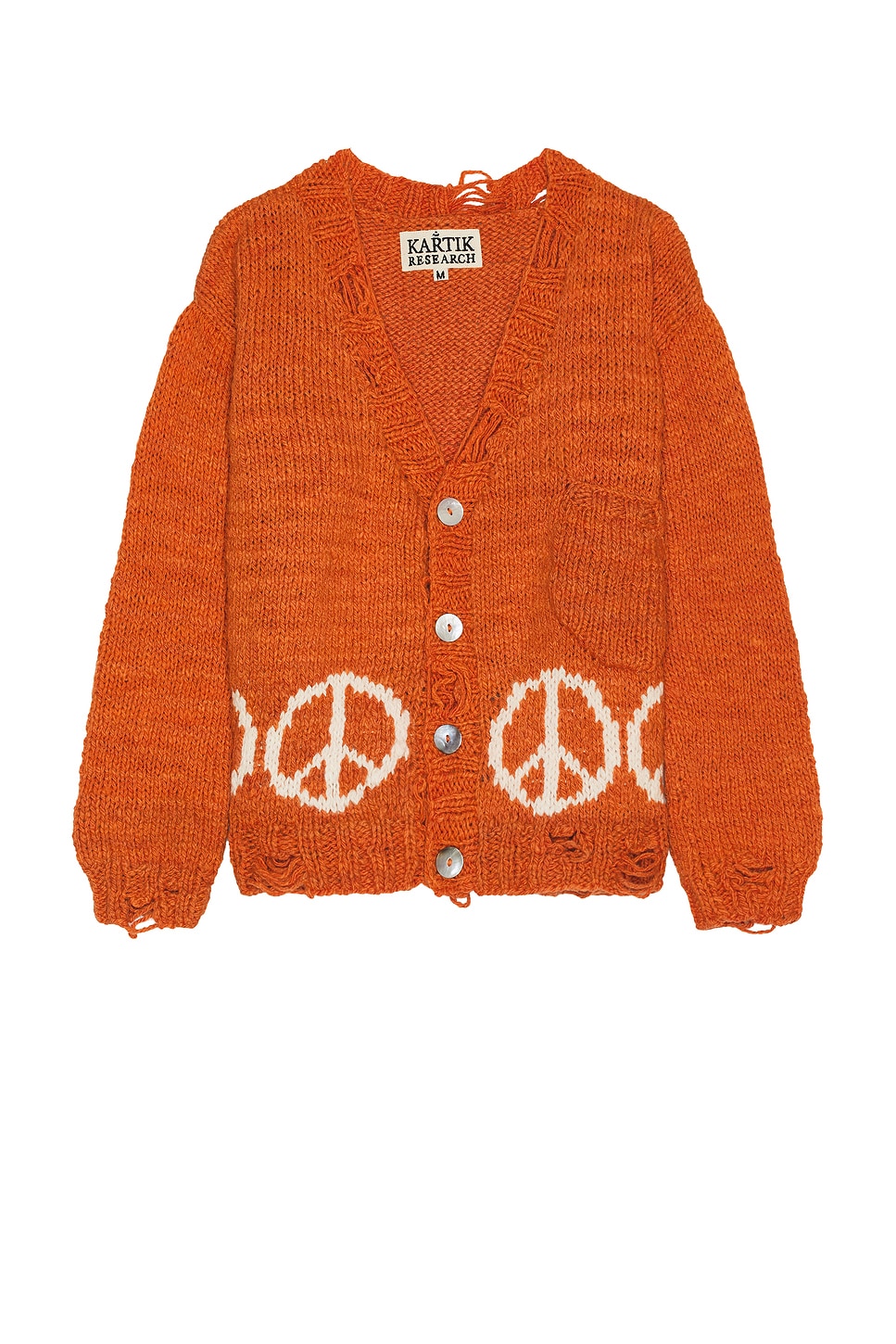 Shop Kartik Research Peace Cardigan In Orange & White