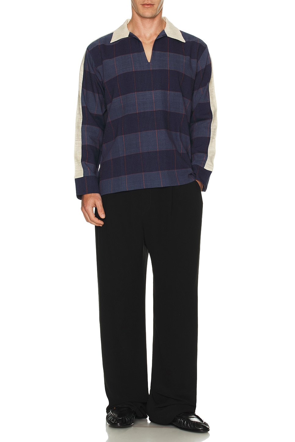 Image 1 of Kartik Research Bhutia Shirt in Indigo & Sand