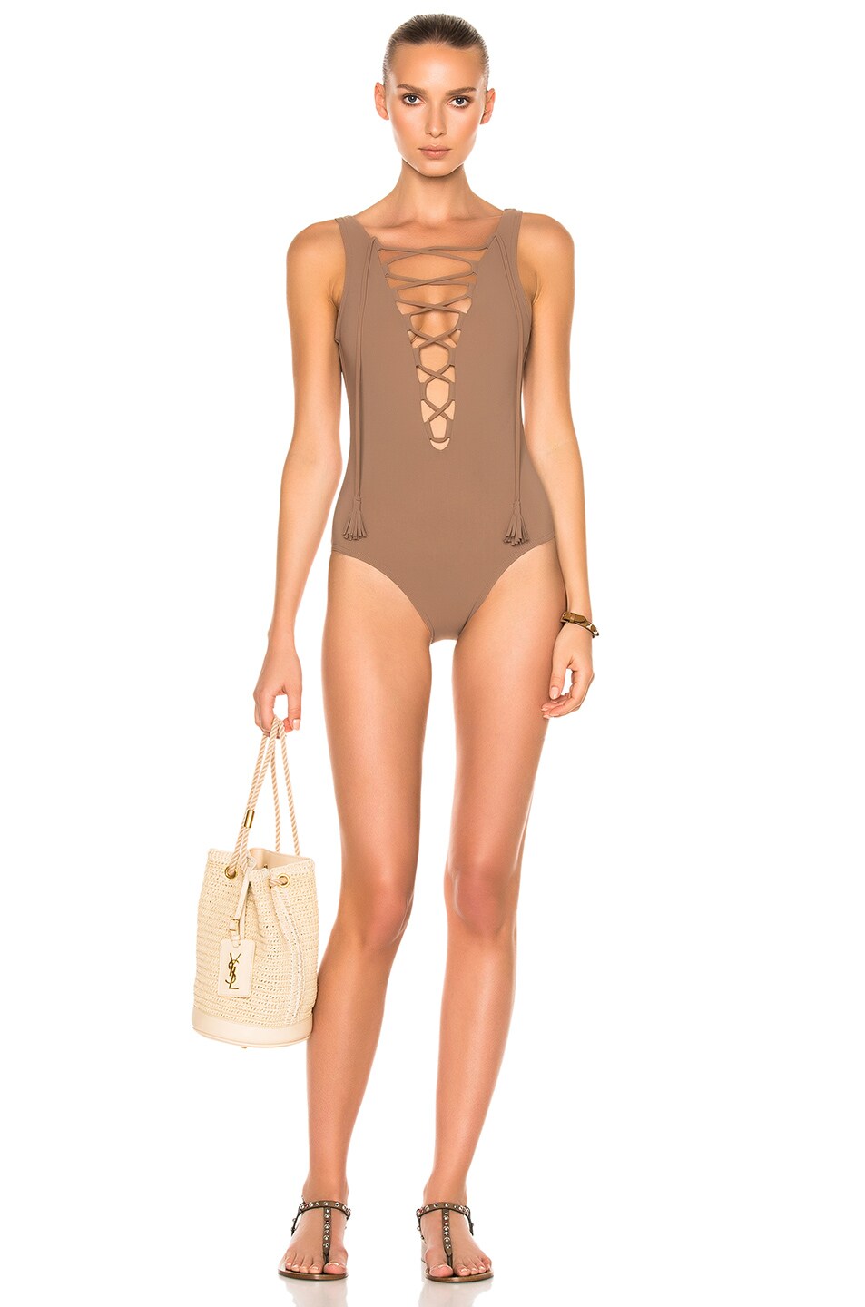 Image 1 of Karla Colletto Entwined Swimsuit in Latte