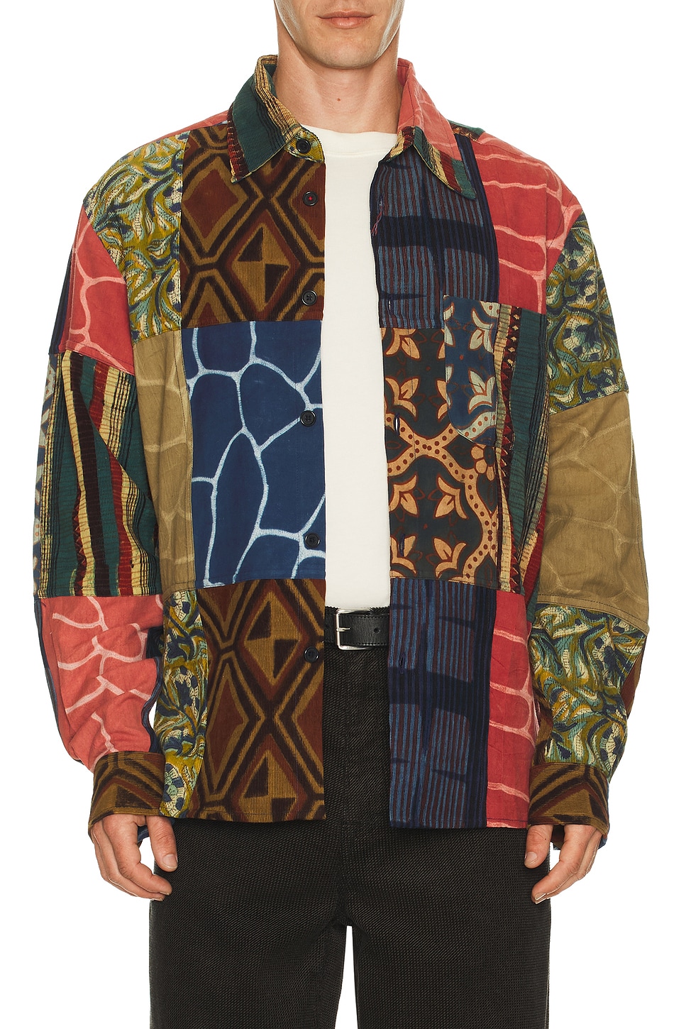 Image 1 of Kardo Luis Oversized Long Sleeve Shirt in Patchwork 08 Multi