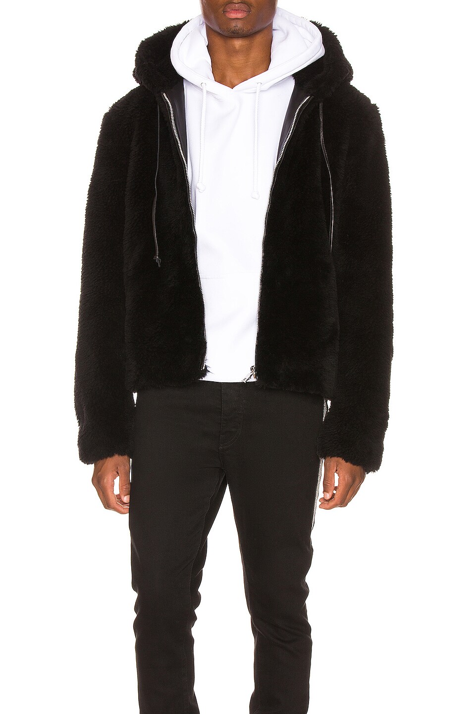 Image 1 of Keiser Clark Faux Fur Long Hair Wool Hoodie in Black