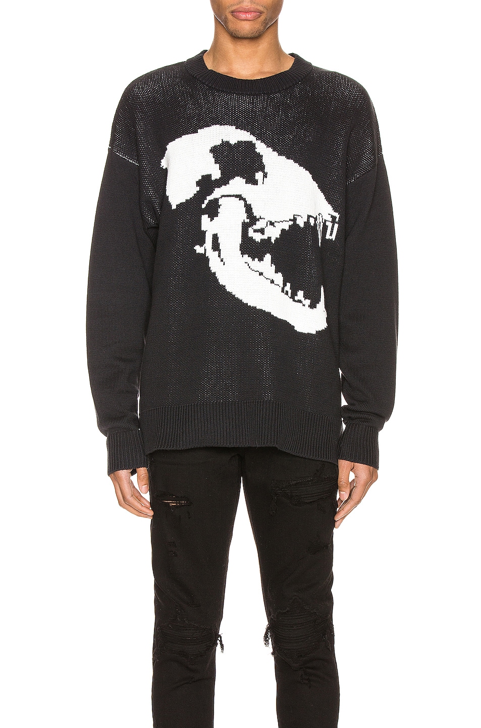 Image 1 of Keiser Clark Canine Skull Sweater in Black & White