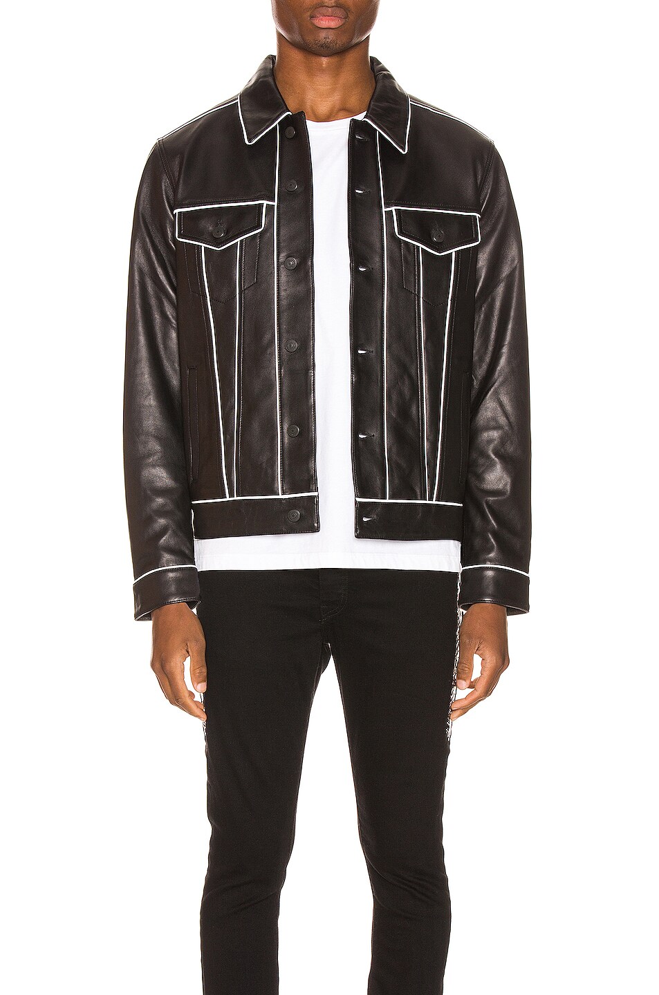 Image 1 of Keiser Clark Leather Pajama Trucker Jacket in Black