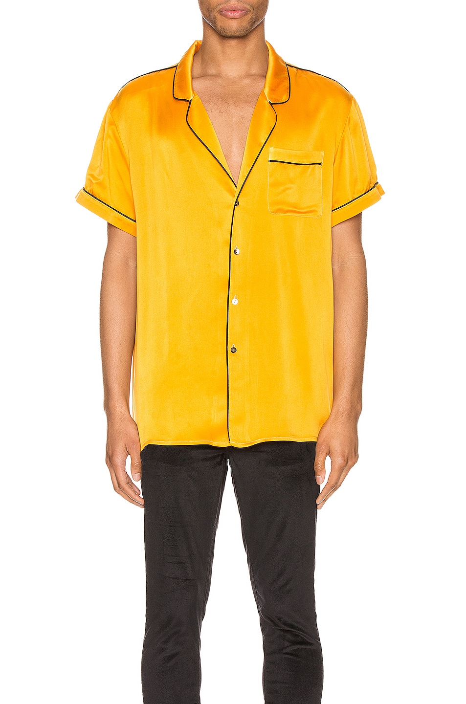 Image 1 of Keiser Clark Silk Pajama Shirt in Golden Yellow