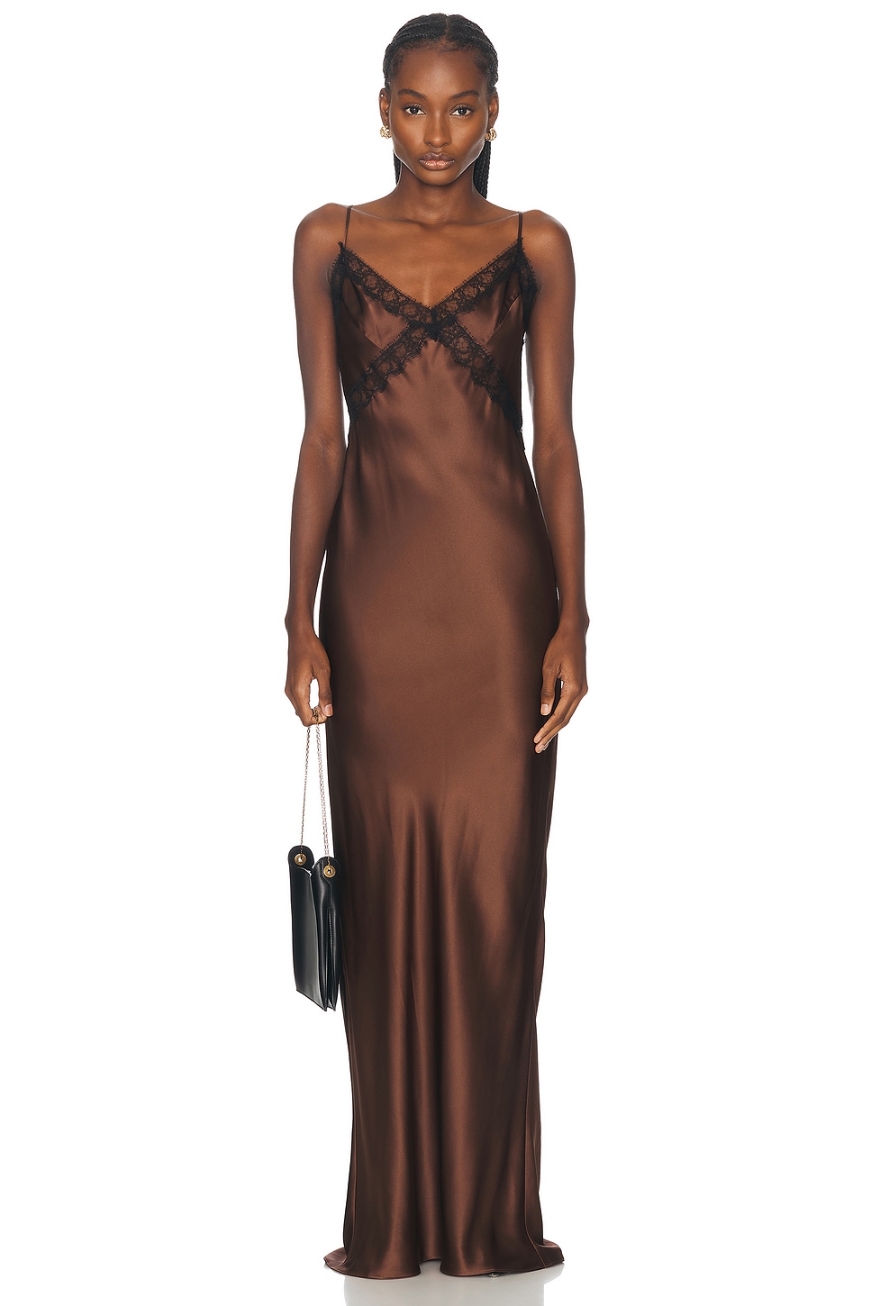 Image 1 of Kiki de Montparnasse Lace Inset Maxi Slip Dress in Mink