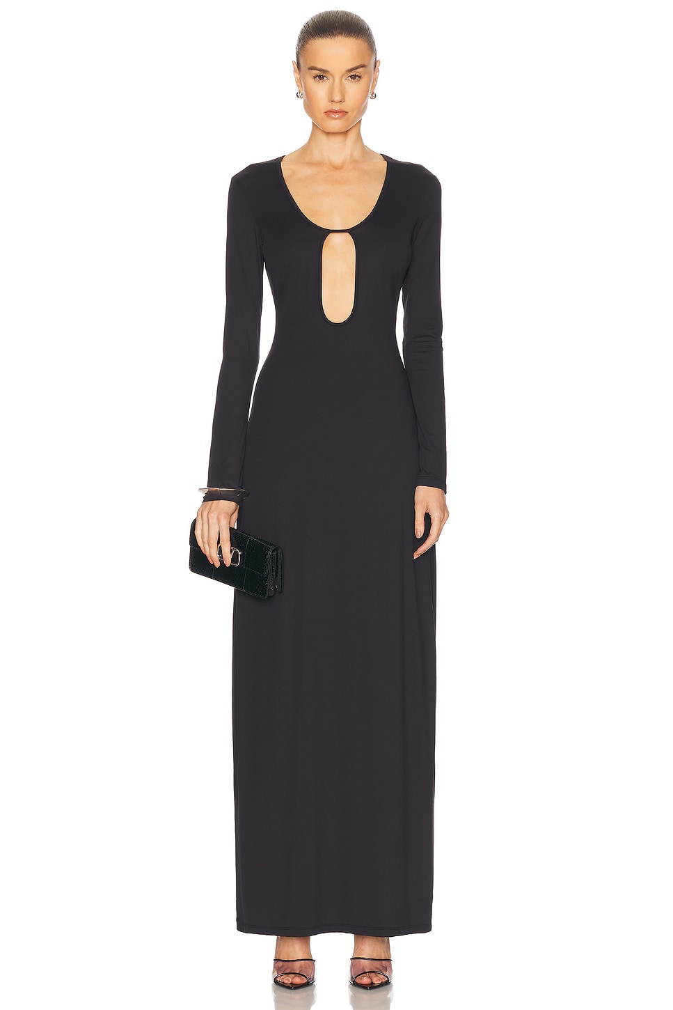 Echauffe Open Long Gown in Black