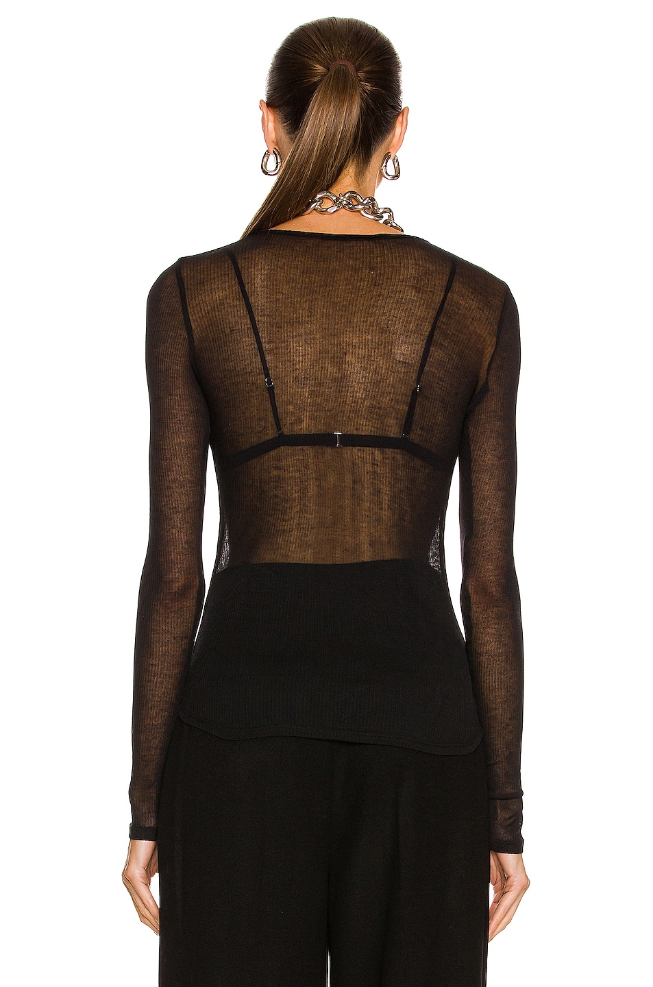 Kiki De Montparnasse Ribbed Intime Long Sleeve Top In Black Fwrd