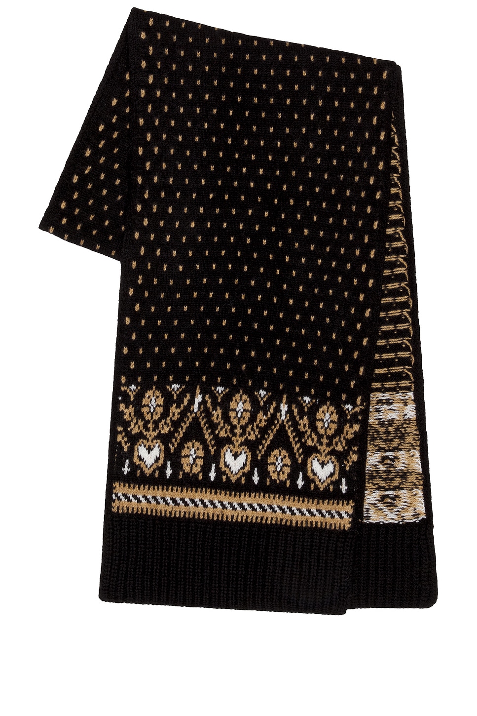 Khaite Lucerne Fair Isle Cashmere Scarf In Black