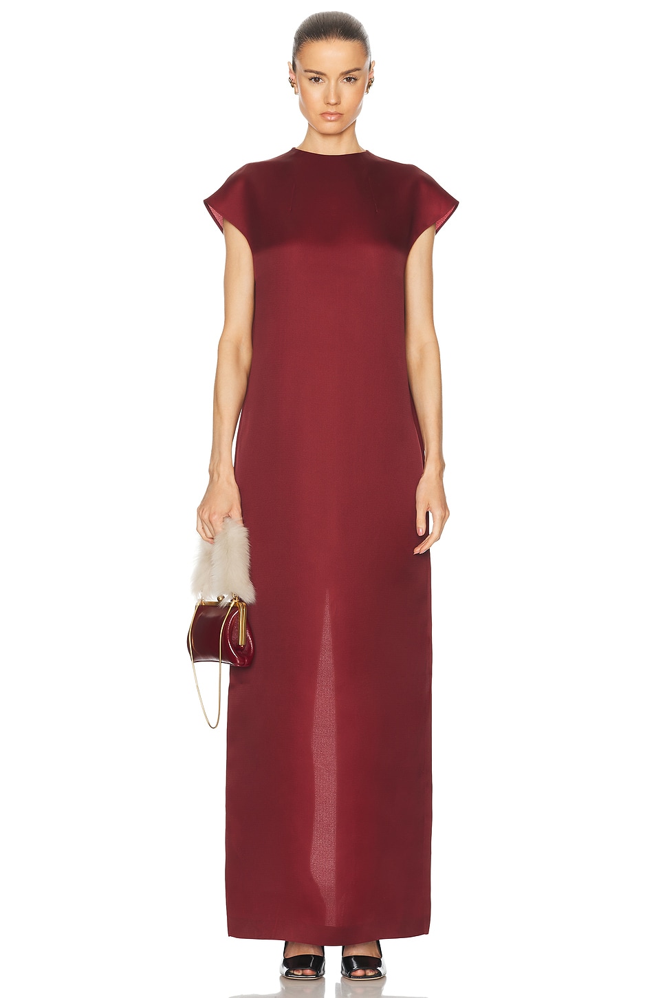 Image 1 of KHAITE Lohan Dress in Oxblood