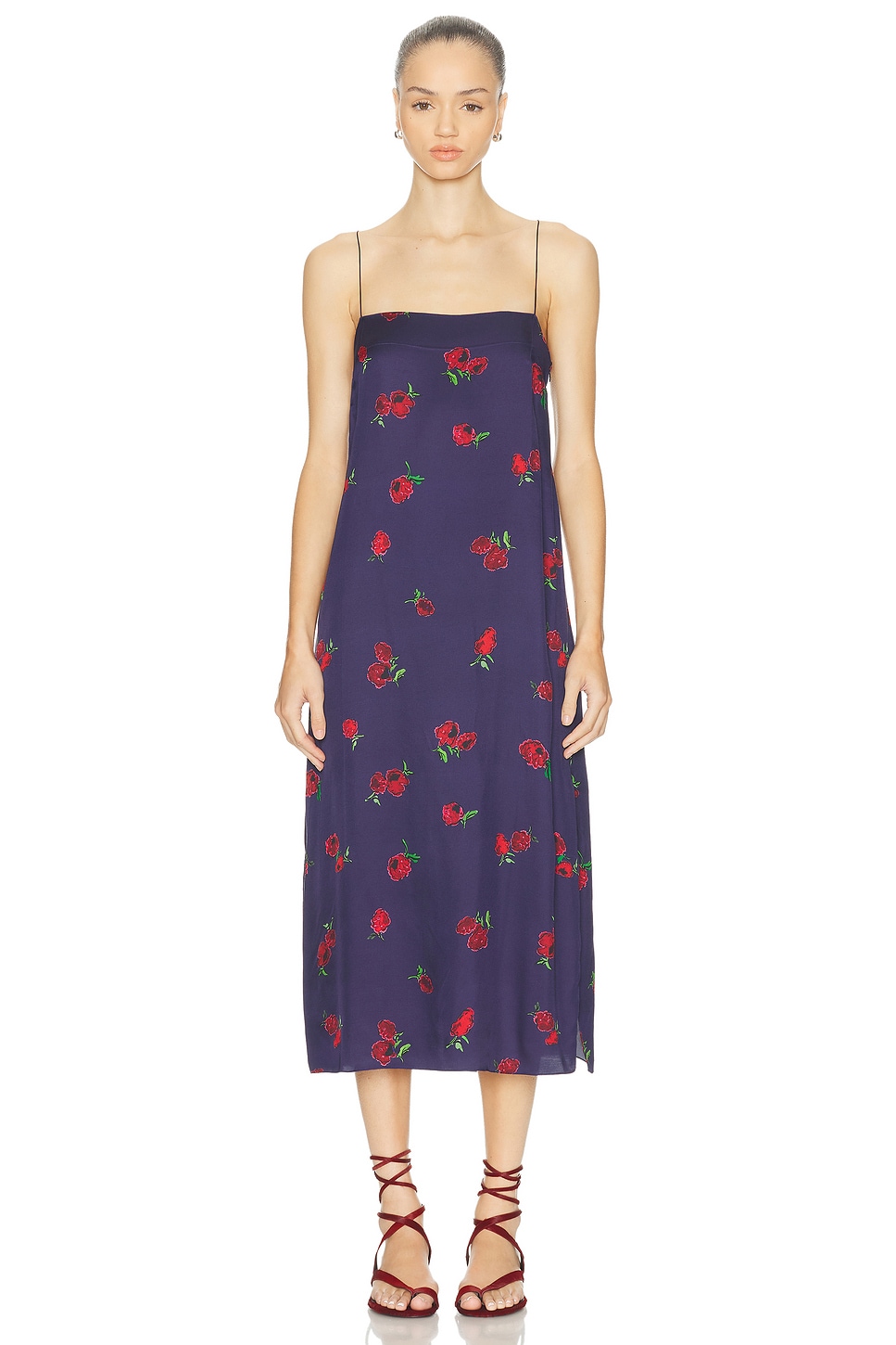 Image 1 of KHAITE Sicily Dress in Raspeberry & Amethyst