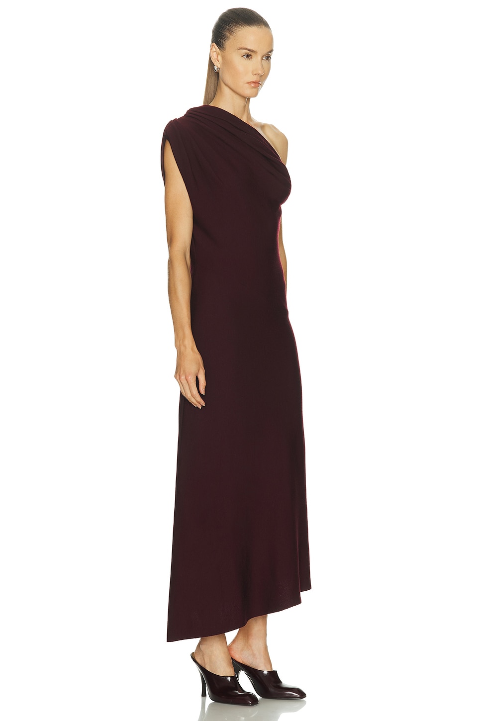 Khaite Coast One-shoulder Wool-blend Maxi Dress In Purple