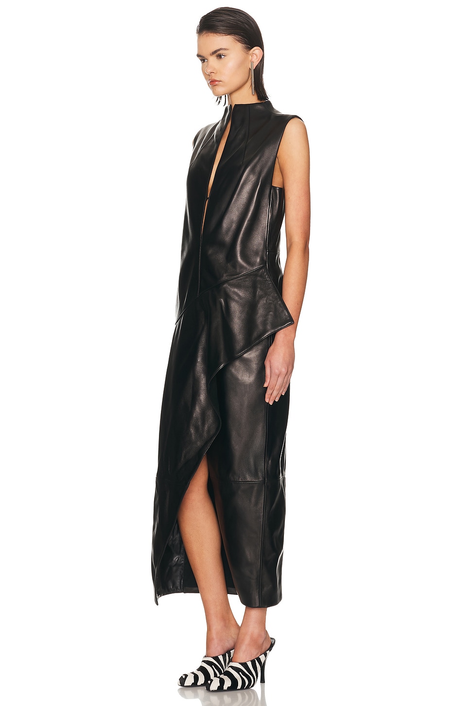 brown leather pleated dress 'Darla' Pleated Faux Leather Skirt