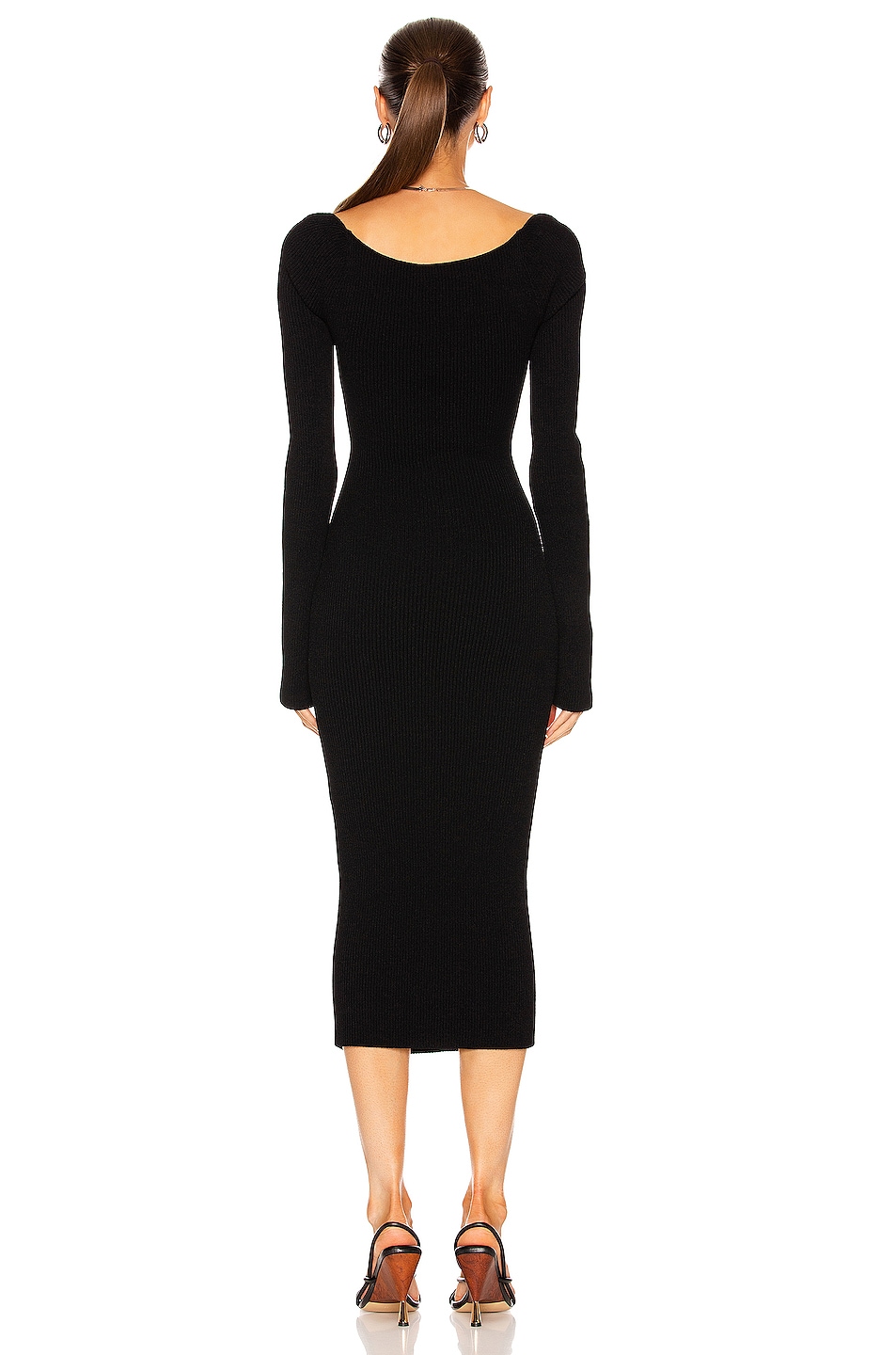 KHAITE Beth Long Sleeve Bustier Dress in Black | FWRD
