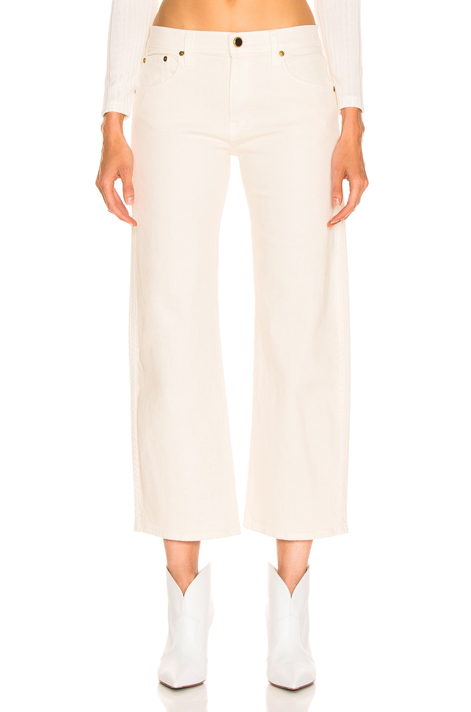 Image 1 of KHAITE Wendell Cropped Wide Leg Jean in Ivory