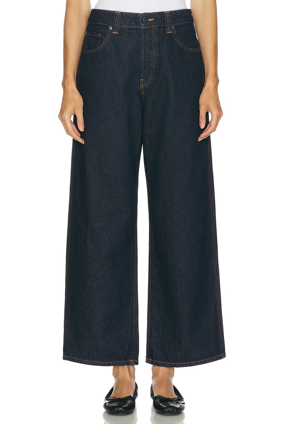 Khaite Bonnie High-waisted Wide-leg Jeans In Blue