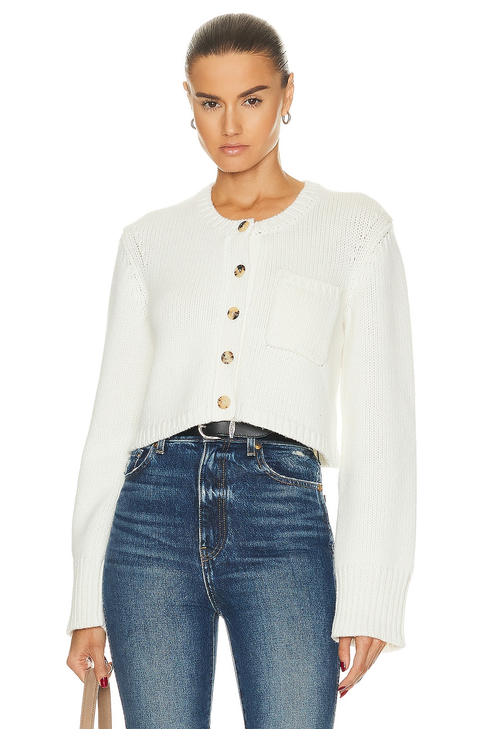 Image 1 of KHAITE Lavan Cashmere Cardigan In Ivory in Ivory