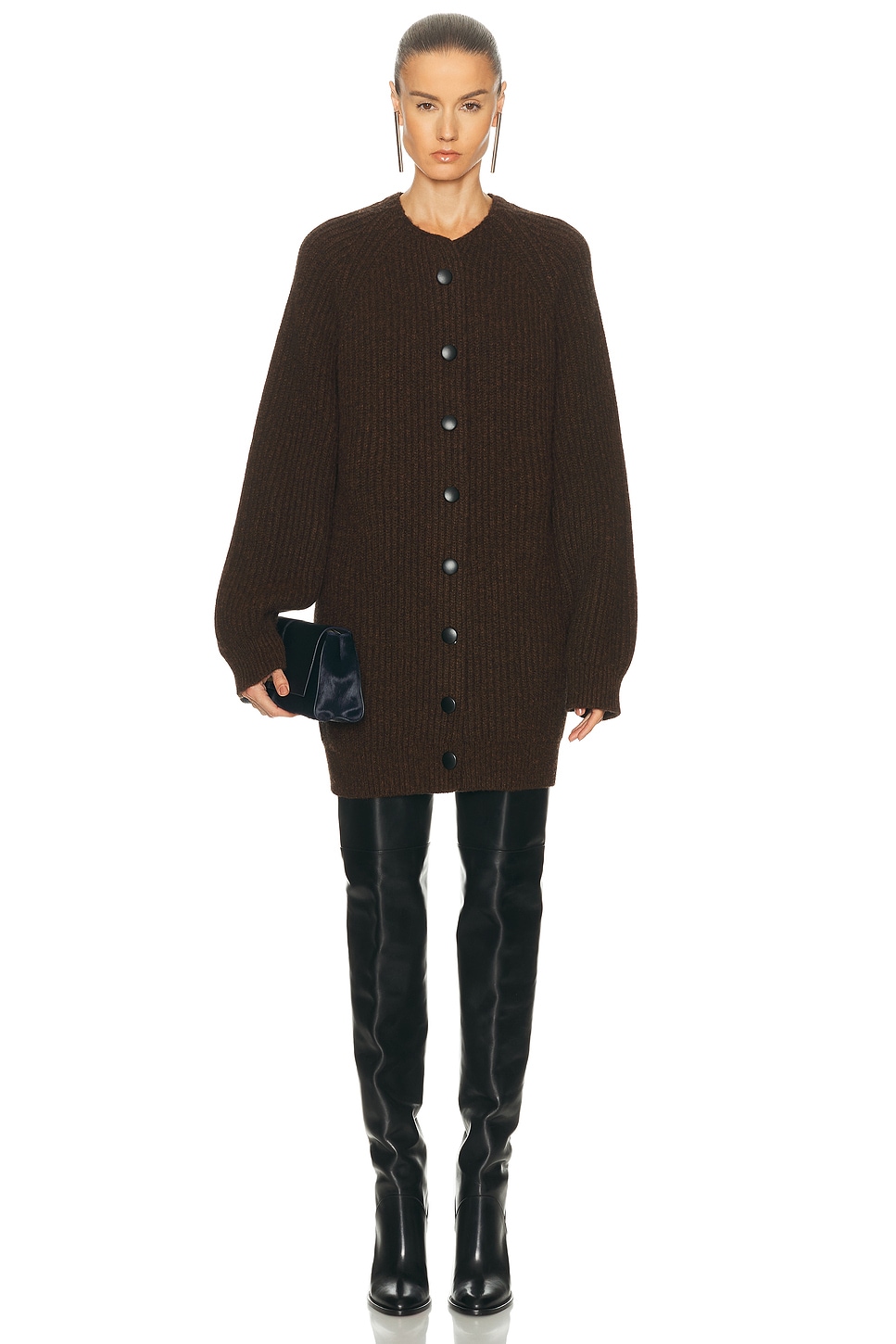 Image 1 of KHAITE Jina Cardigan in Chestnut