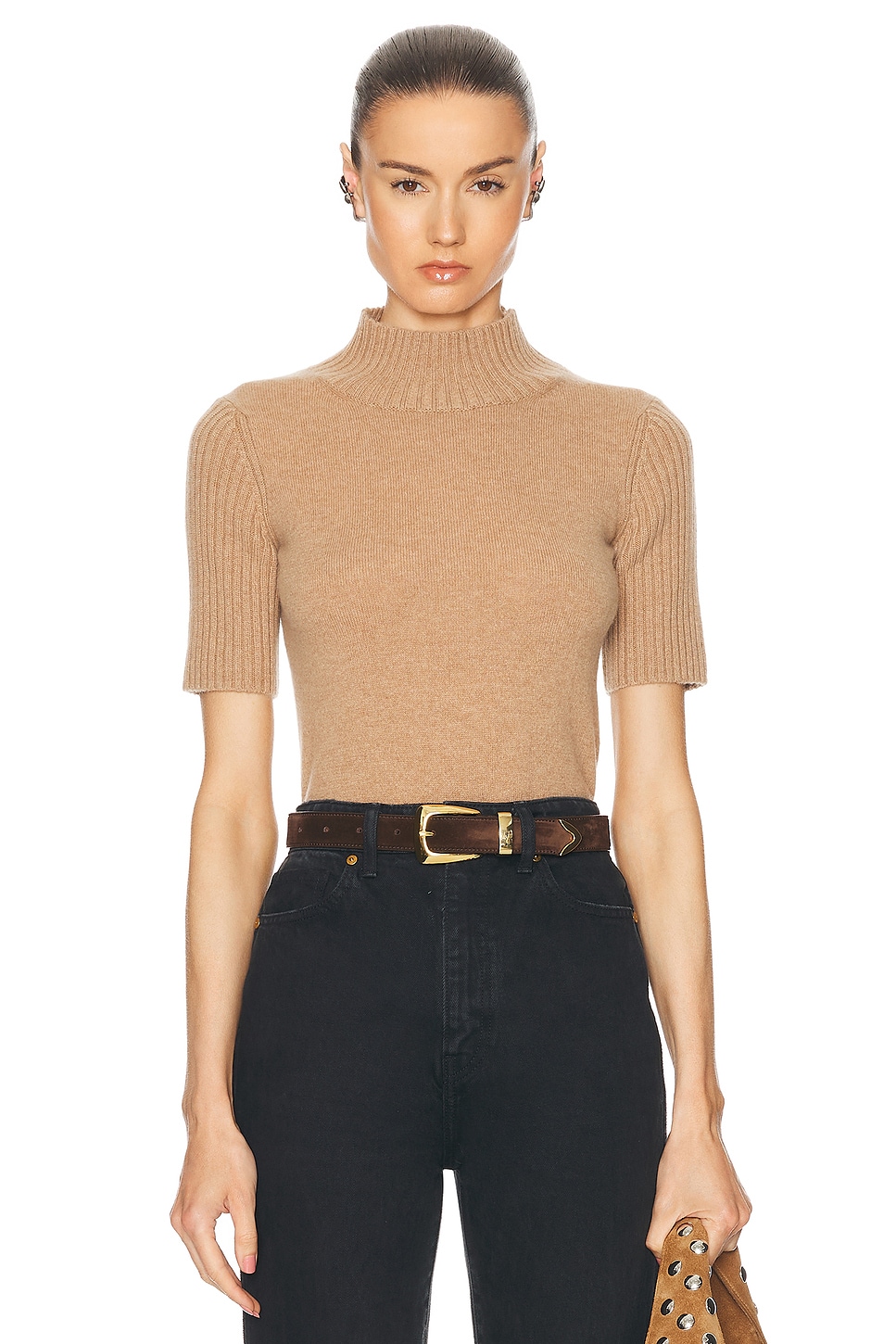 Image 1 of KHAITE Cecil Cashmere Sweater in Camel