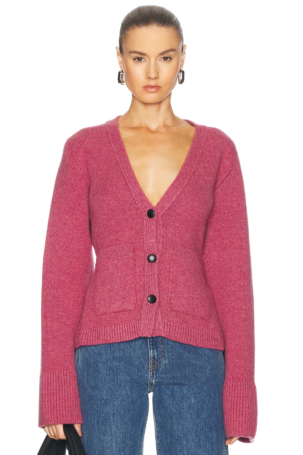 Image 1 of KHAITE Scarlet Cardigan in Amaranth