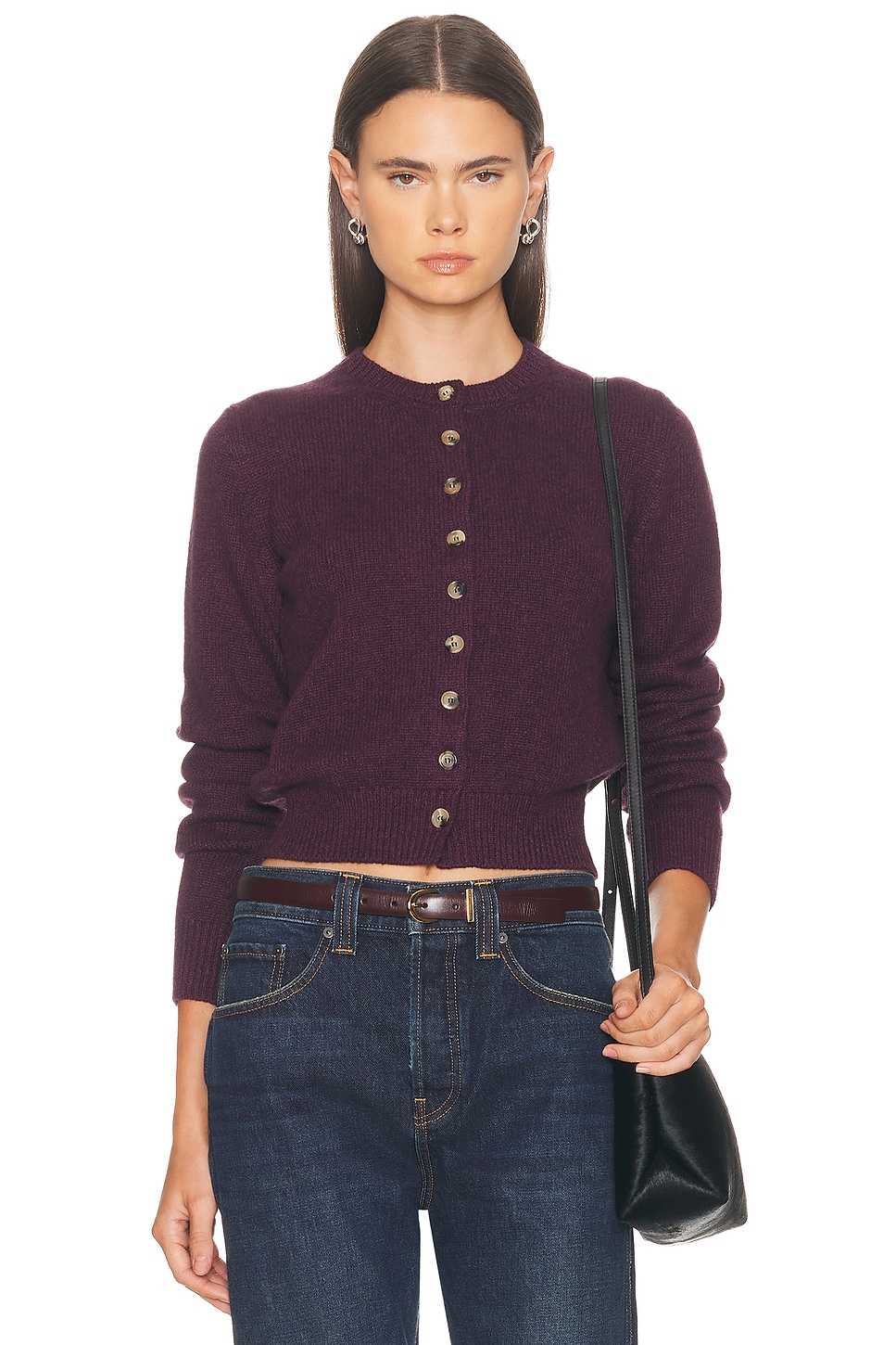Khaite Plum Cashmere Knit Everheart Cardigan In Brown