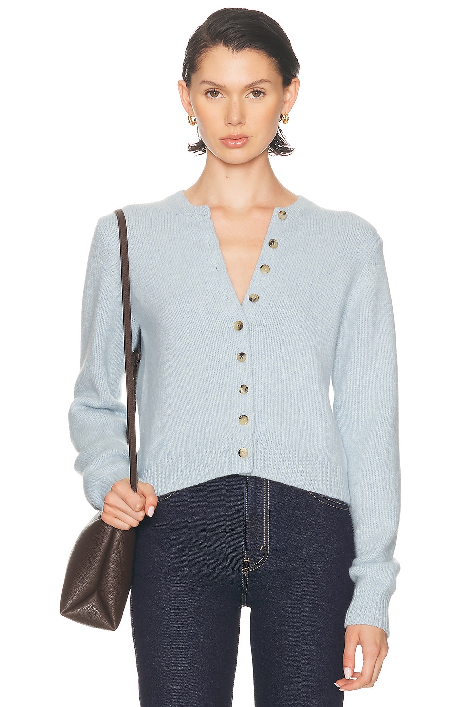 Khaite Atmosphere Blue Cashmere Everheart Cardigan In Gray