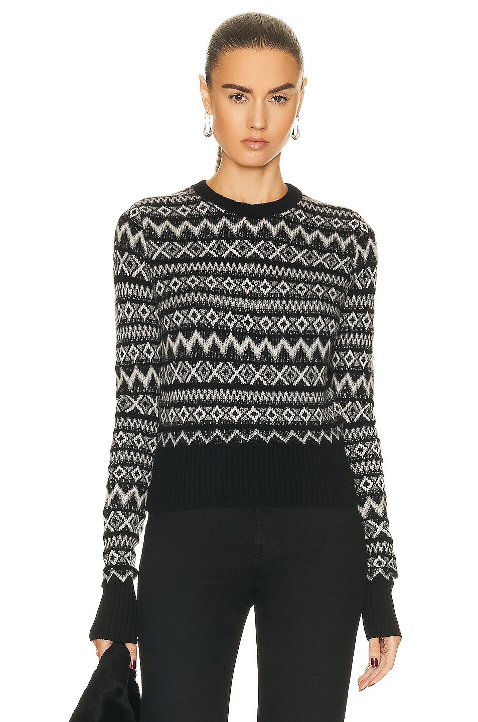 Image 1 of KHAITE Aroon Fairisle Sweater in Black Multi
