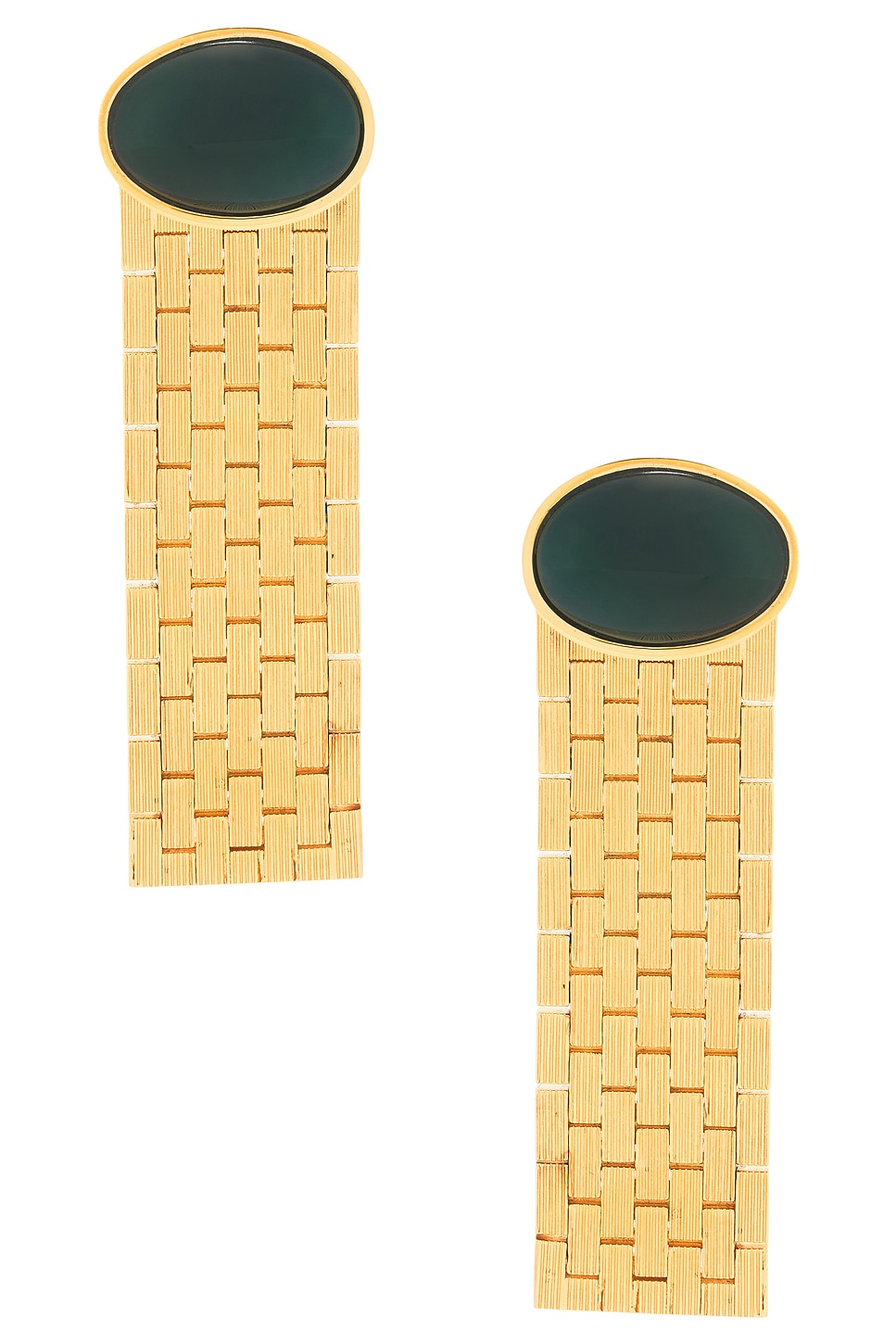 Image 1 of KHAITE Chronos Stone Earrings in Gold & Green