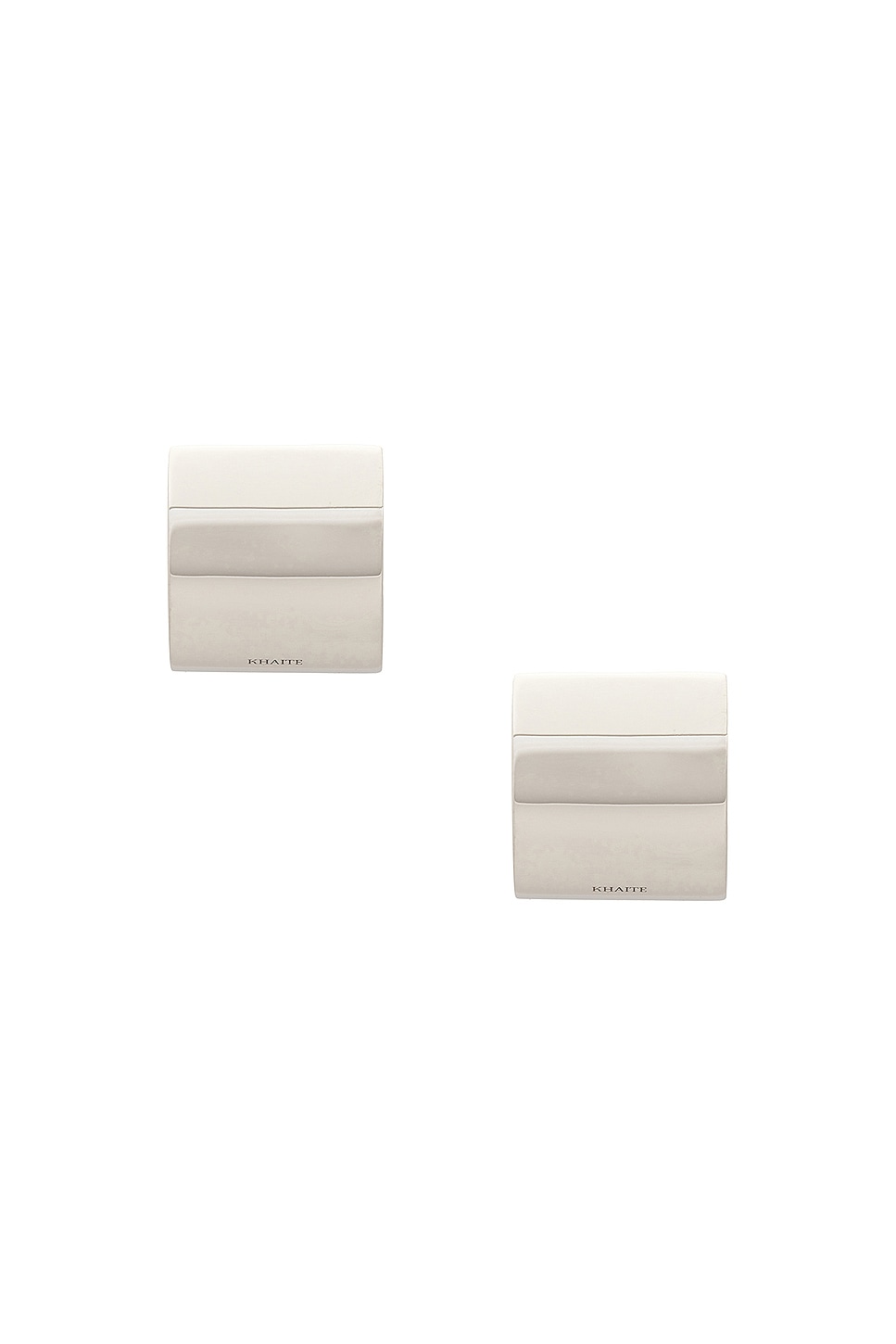 Image 1 of KHAITE Julius Smooth Panel Small Earrings in Silver