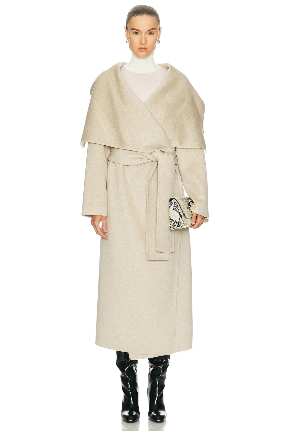 Image 1 of KHAITE Levitt Cashmere Coat in Oatmeal