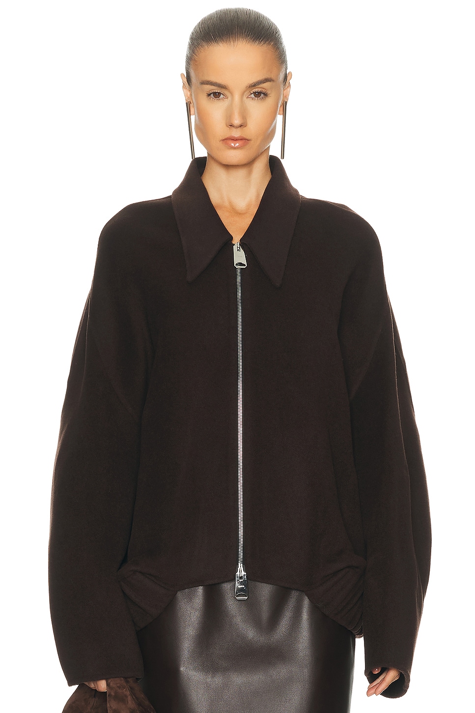 Khaite Chocolate Wool Oversize Odin Jacket In Brown