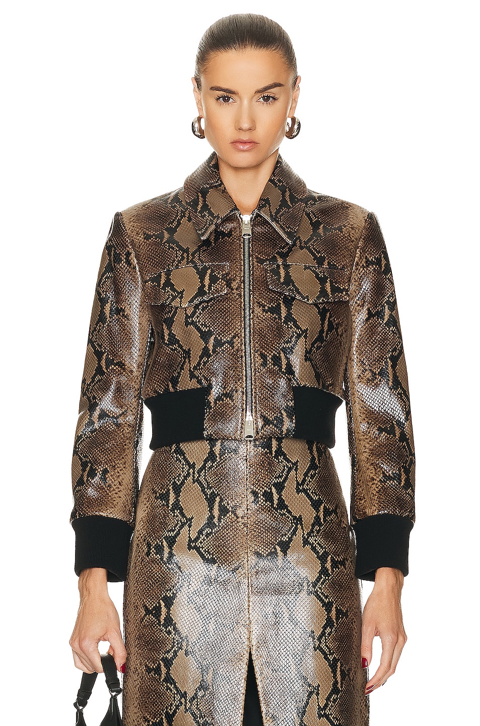 Image 1 of KHAITE Python Embossed Hector Jacket in Brown