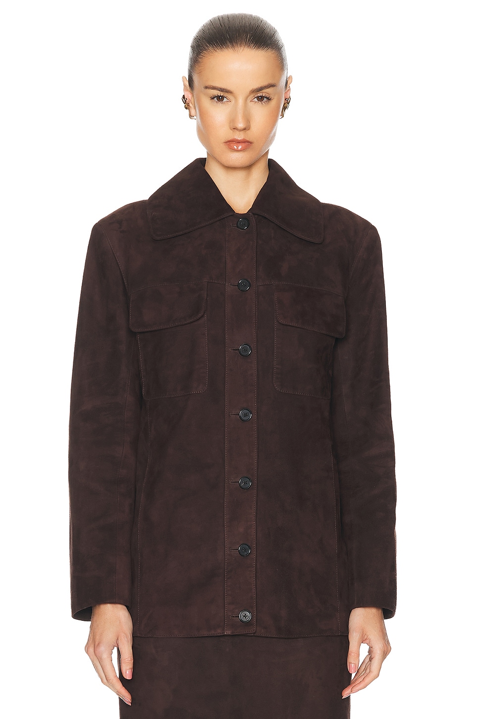 Image 1 of KHAITE Iana Jacket in Dark Brown