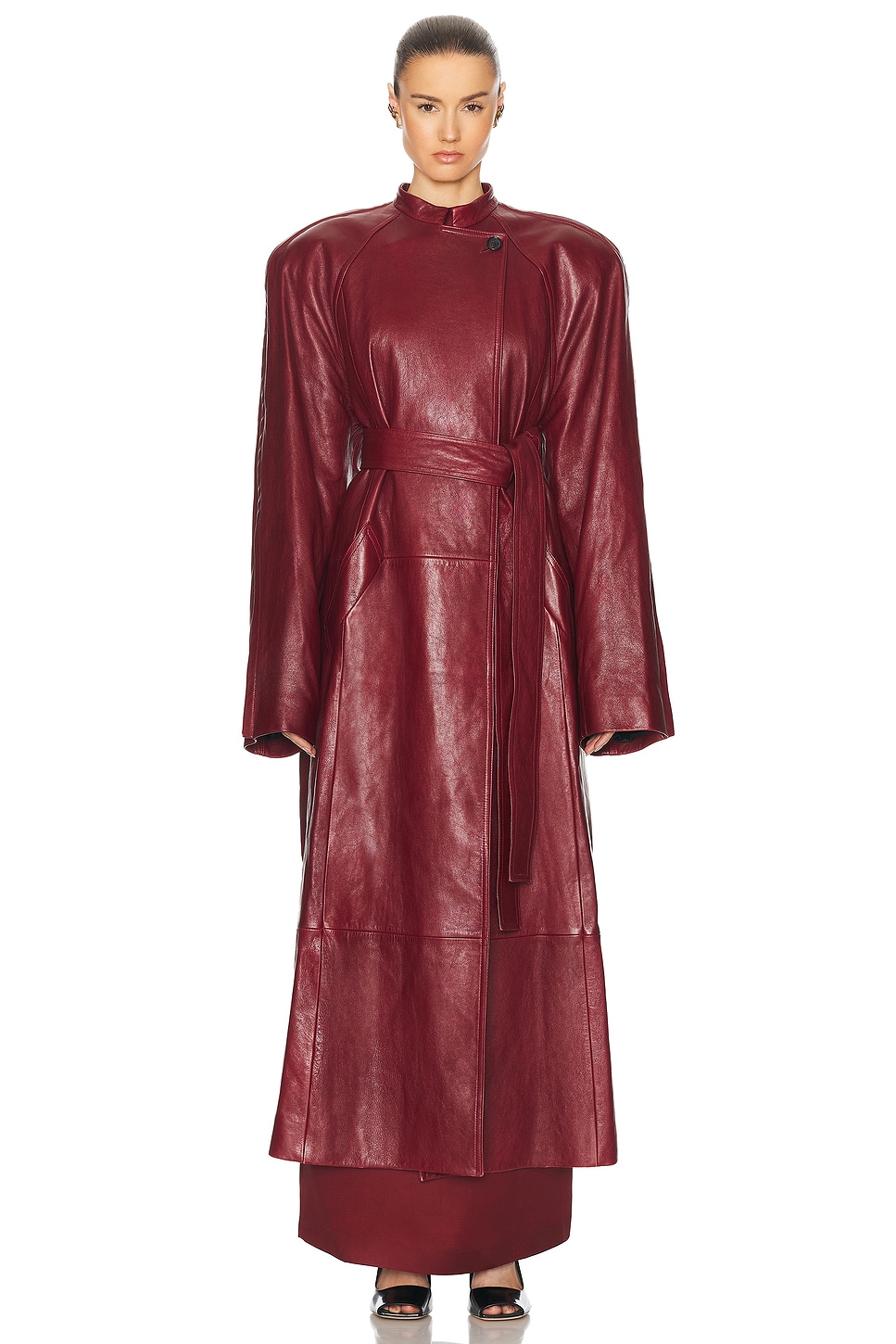 Shop Khaite Rothen Coat In Oxblood