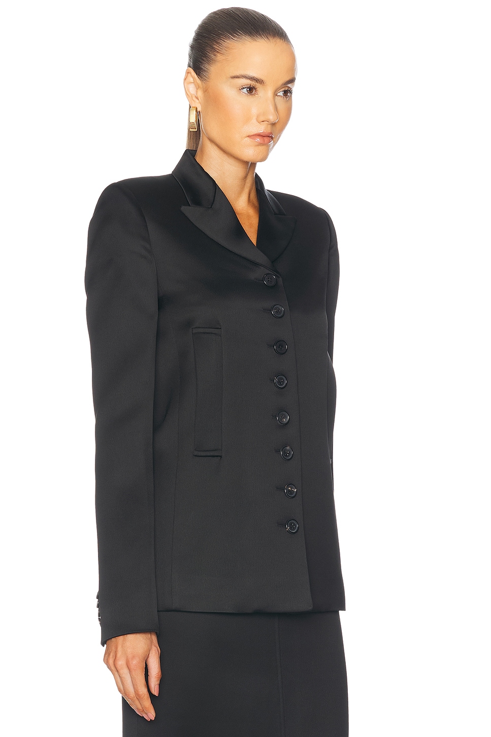 Khaite Saraphina Grain De Poudre Jacket In Black