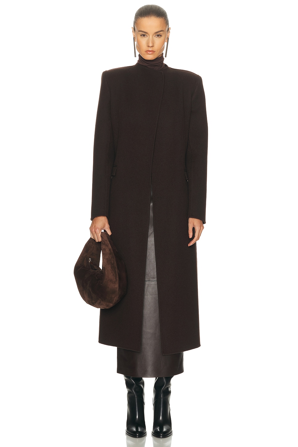 Image 1 of KHAITE Jelson Coat in Dark Brown