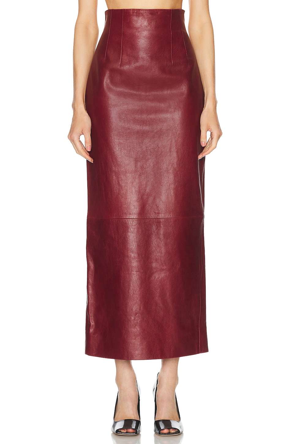 Image 1 of KHAITE Loxley Skirt in Oxblood