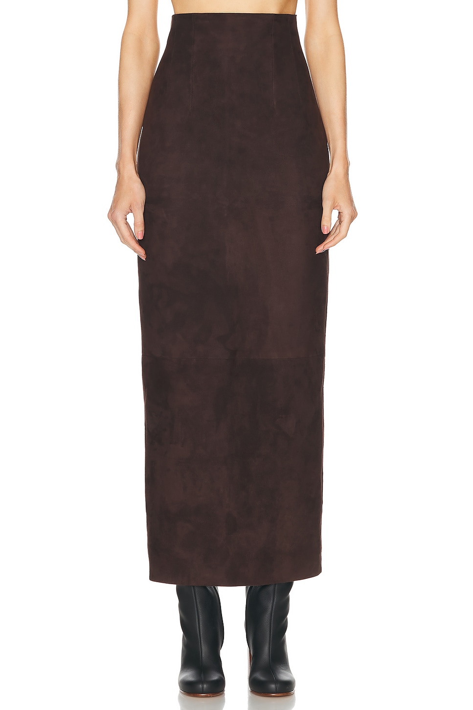 Image 1 of KHAITE Loxley Skirt in Dark Brown