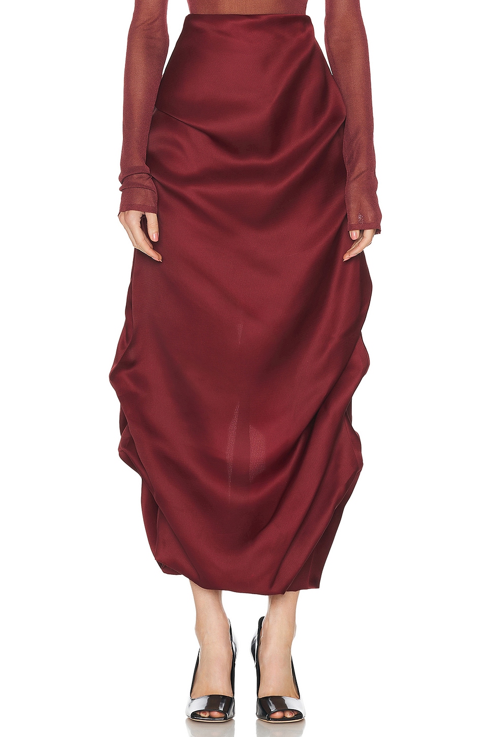 Image 1 of KHAITE Olula Skirt in Oxblood